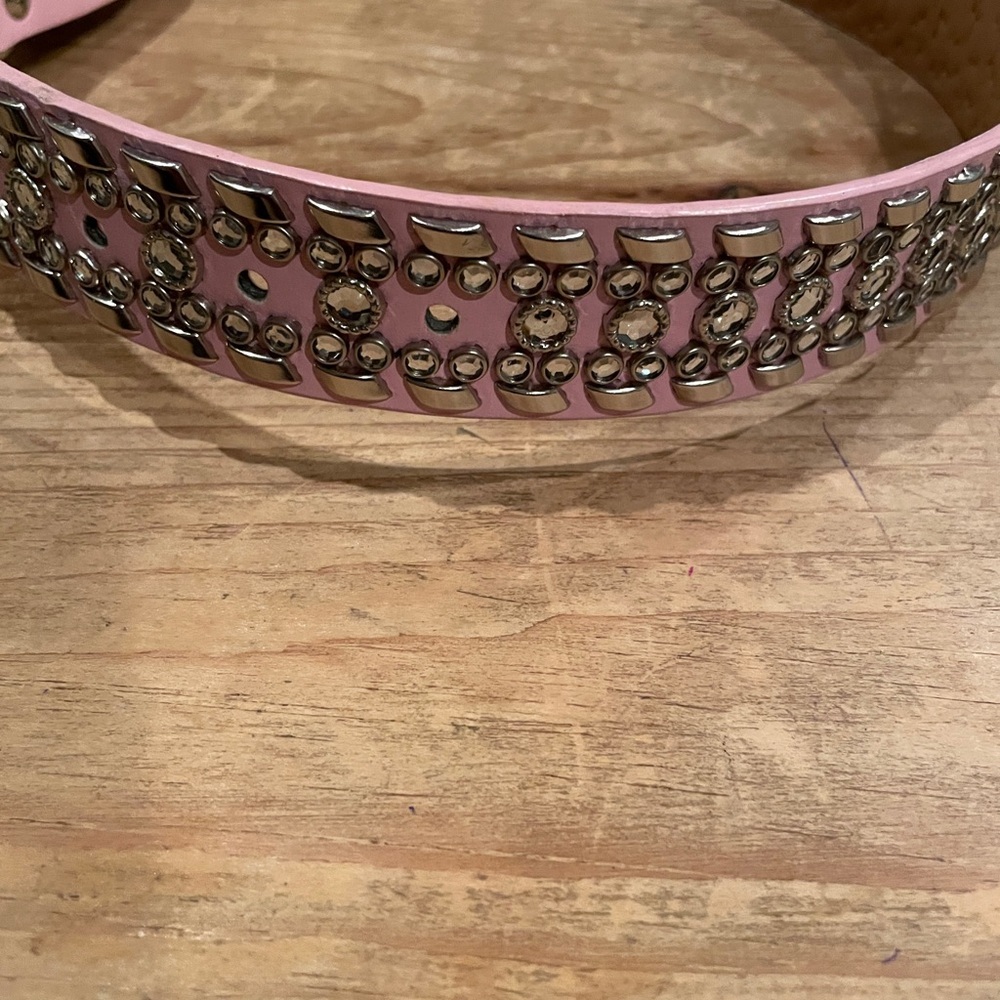 Like New Women’s Pink Silver Studded Rhinestone Belt Barbiecore Western Boho - Picture 11 of 12